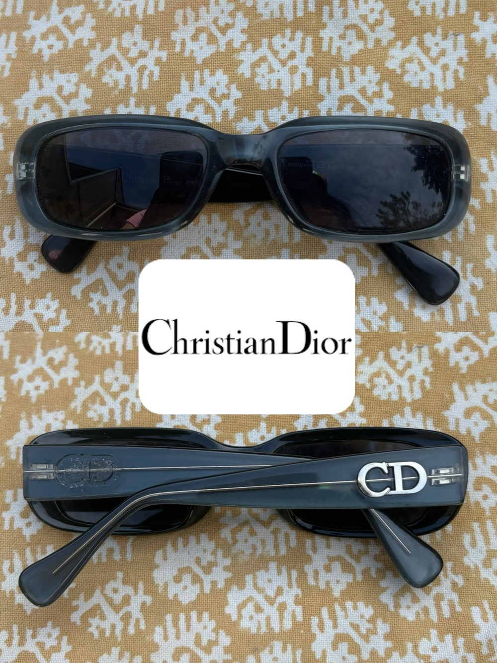 Vintage Blue/Grey Dior Rectangular Sunglasses